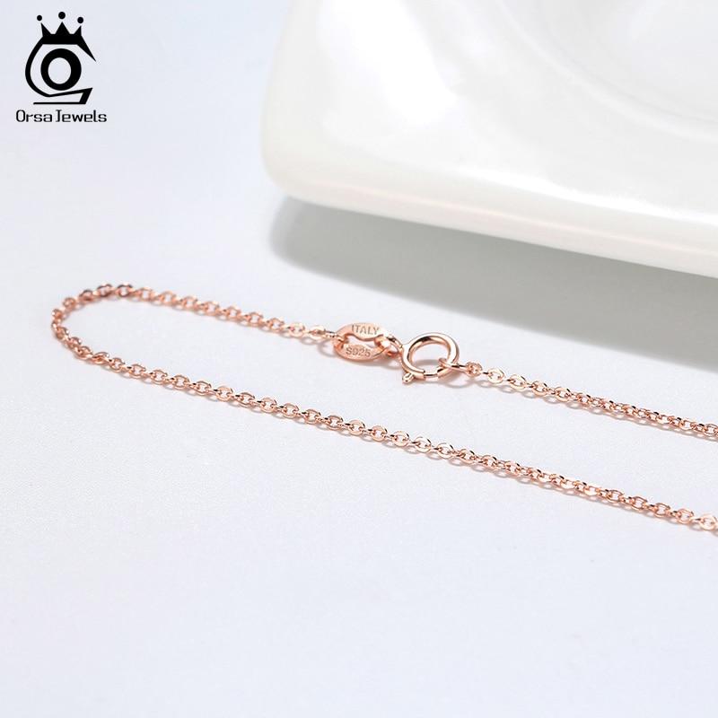 Итальянская цепочка из стерлингового серебра 925 пробы, розовое золото, цвет 1,0 мм, ожерелье-цепочка, серебряная о-образная цепочка, перекрестная цепочка