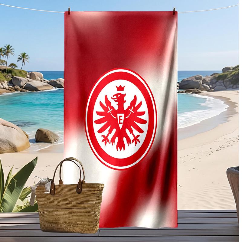 Пляжное полотенце Eintracht Frankfurt Football Print, Большое Мягкое Быстросохнущее Полотенце для Пляжа Кемпинга Плавания