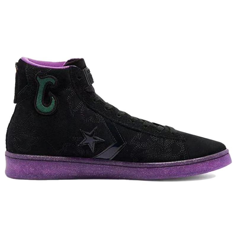 Joe FreshGoods x Converse Cons Pro Leather Нескользящие Прочные Высокие Кеды для Скейтбординга Унисекс Черный Фиолетовый