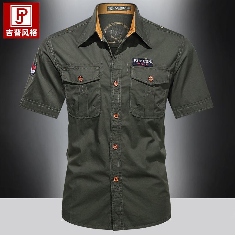 Summer Half Sleeve Shirt Men Casual Military Short Sleeve Shirt