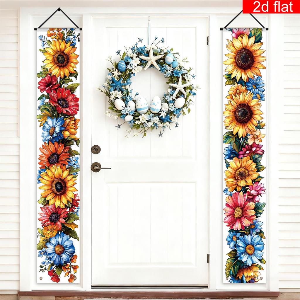 Banner Easter Decoration 2pcs Polyester Indoor Outdoor Porch Hanging