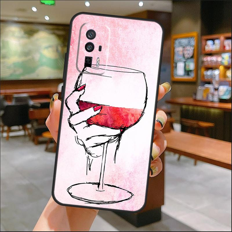 Чехол-арт из красного винного стекла для Xiaomi 15 14 Ultra 13 11T 12T 13T 14T Pro POCO X7 Pro X3 X5 X6 M6 F5 F6 Pro