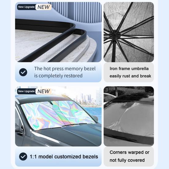 Car Windshield Sun Shade UV-Resistant Easy To Install Automotive Interior Sun Protection Foldable