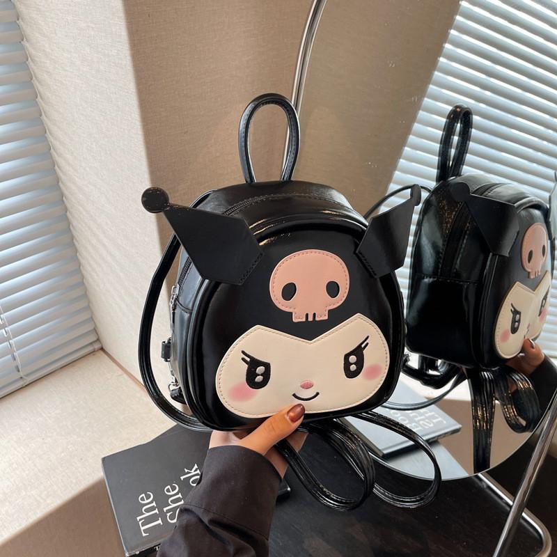 Kuromi Mini Backpack For Girls Cute Dark Cartoon Pu Material Daily Use