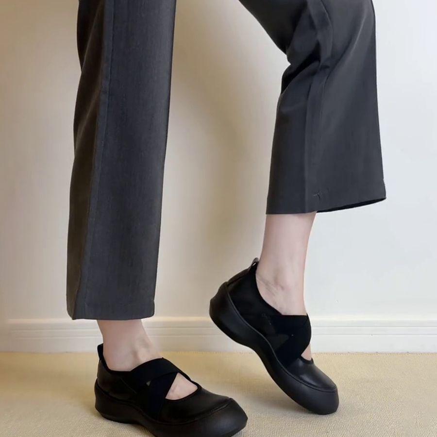 2025 новая платформа спортивные туфли Мэри Джейн с перекрестным ремешком, маленькие кожаные туфли, круглый носок, балетки, женские туфли с мелким вырезом, ретро одинарные туфли