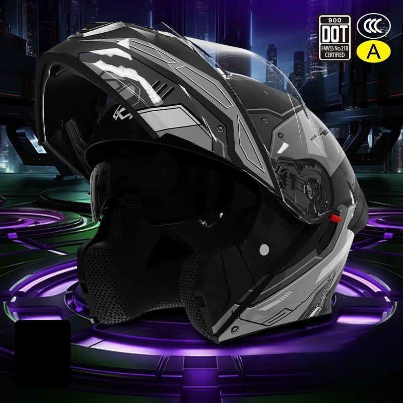 Motorcycle Helmet Men's Face Lifting Helmet Four Seasons General Motorcycle Winter Warm Women's Electric Car Helmet