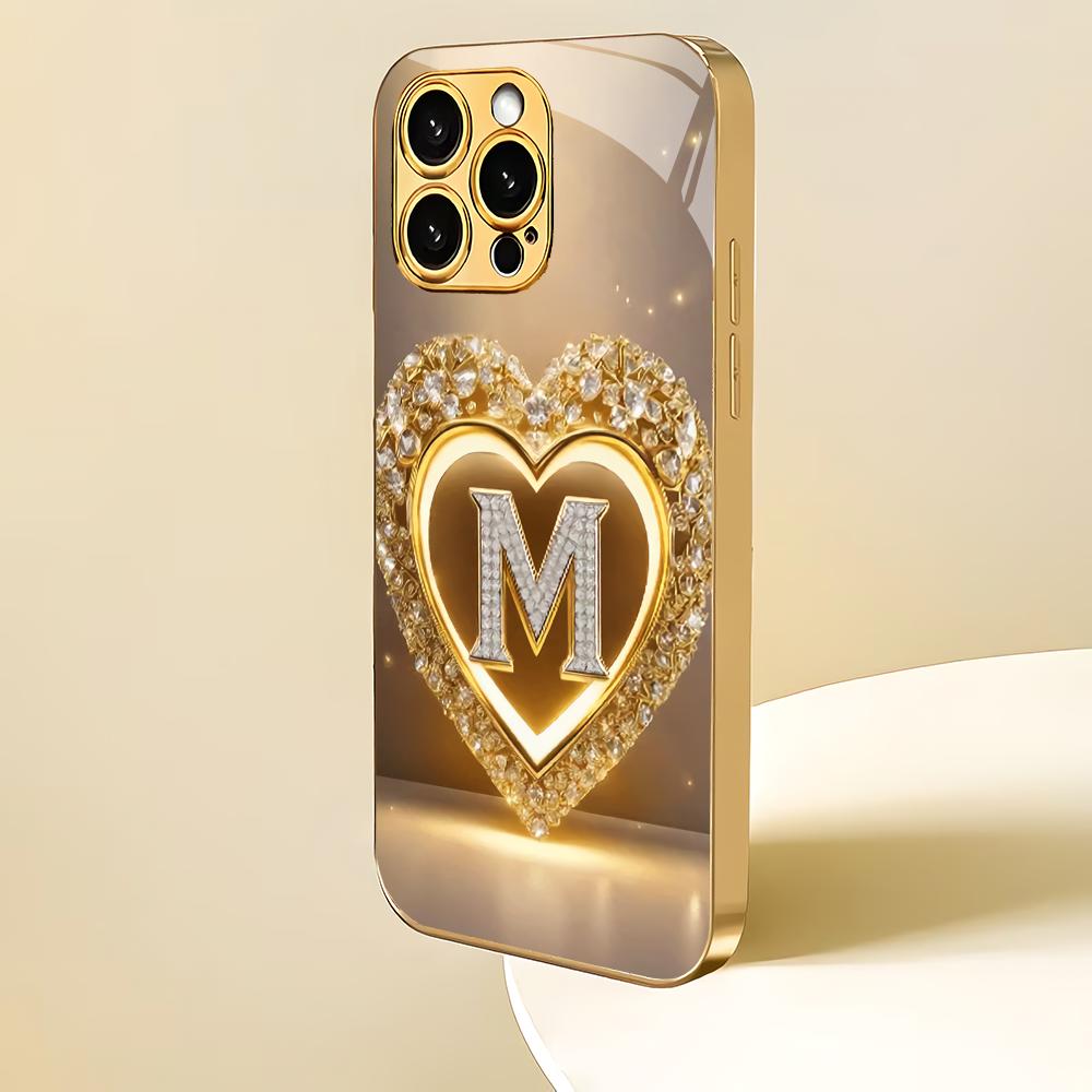 Креативный стеклянный чехол для телефона с покрытием M, подходящий для iPhone 17 16 15 14 13 12 11 Pro/Max/Plus, противоударная задняя крышка