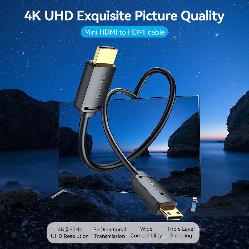 Кабель Vention Mini HDMI-HDMI 4K Mini HDMI Шнур «папа-папа» для камеры Sony GoPro, телефона, планшета, проектора HDTV 1 м, 1,5 м, 2 м, 3 м, кабель HDMI