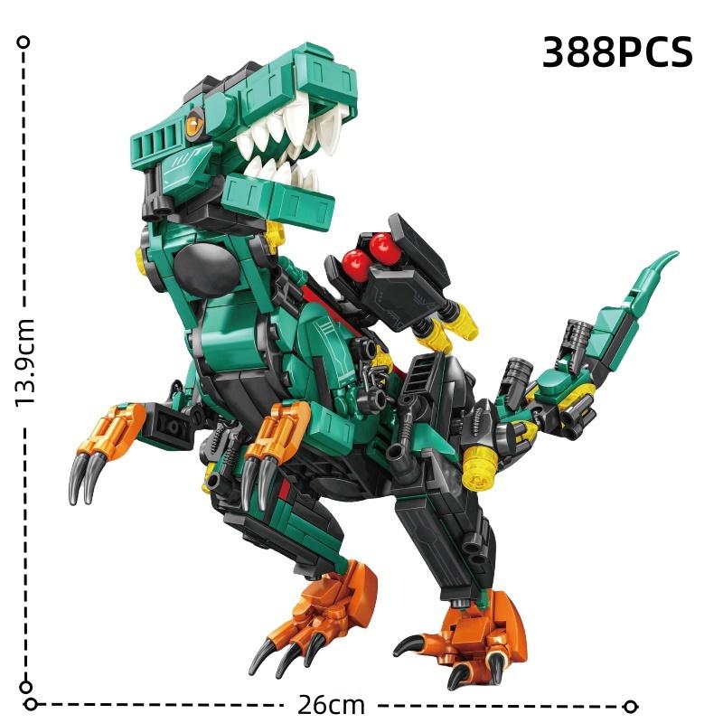 Механические блоки динозавра DIY Боевой Ти-Рекс 3D Модель Набор, с механическим оружием, Набор для подарка и праздничного декора для детей и взрослых
