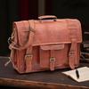 Handmade Vintage Leather Messenger Bag – Full Grain Leather Briefcase Satchel with Multiple Pockets, Adjustable Straps & Canvas Lining