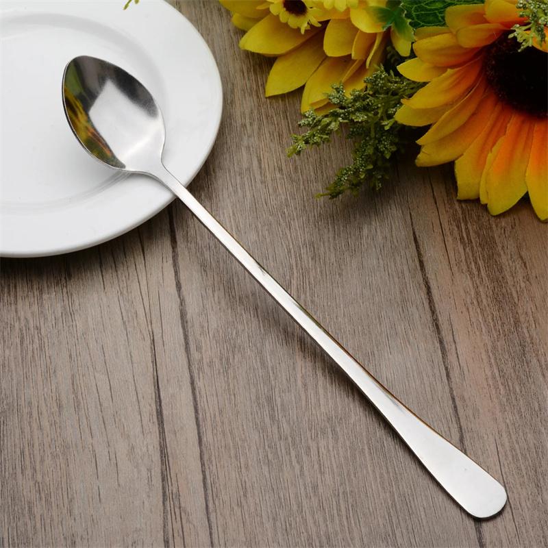 Long Handled Stainless Steel Coffee Spoon Ice Cream Dessert Tea Spoon For Picnic Kitchen Accessories Spoon Coffee Bean
