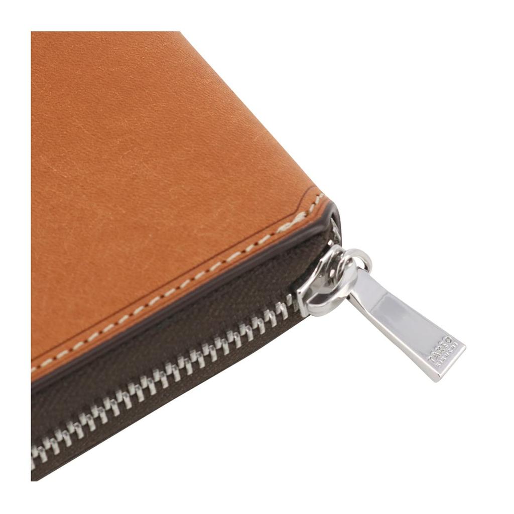 Takeo Kikuchi Men's Margo II Long Wallet with Round Zipper, Genuine Leather, Cowhide Leather, 05 Green, 780616