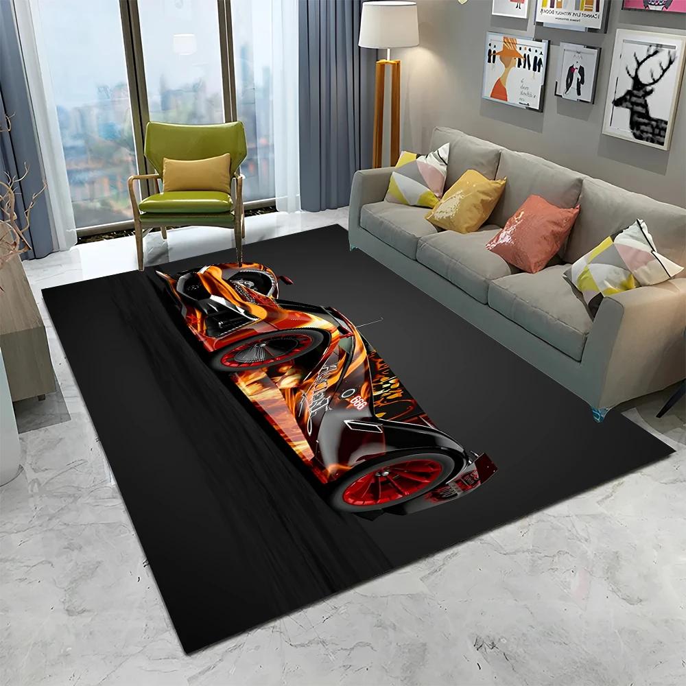 3D Future Sports Car HD Concept Car Cartoon Carpet Rug for Home Living Room Bedroom Sofa Doormat Decor,kids Non-slip Floor Mat
