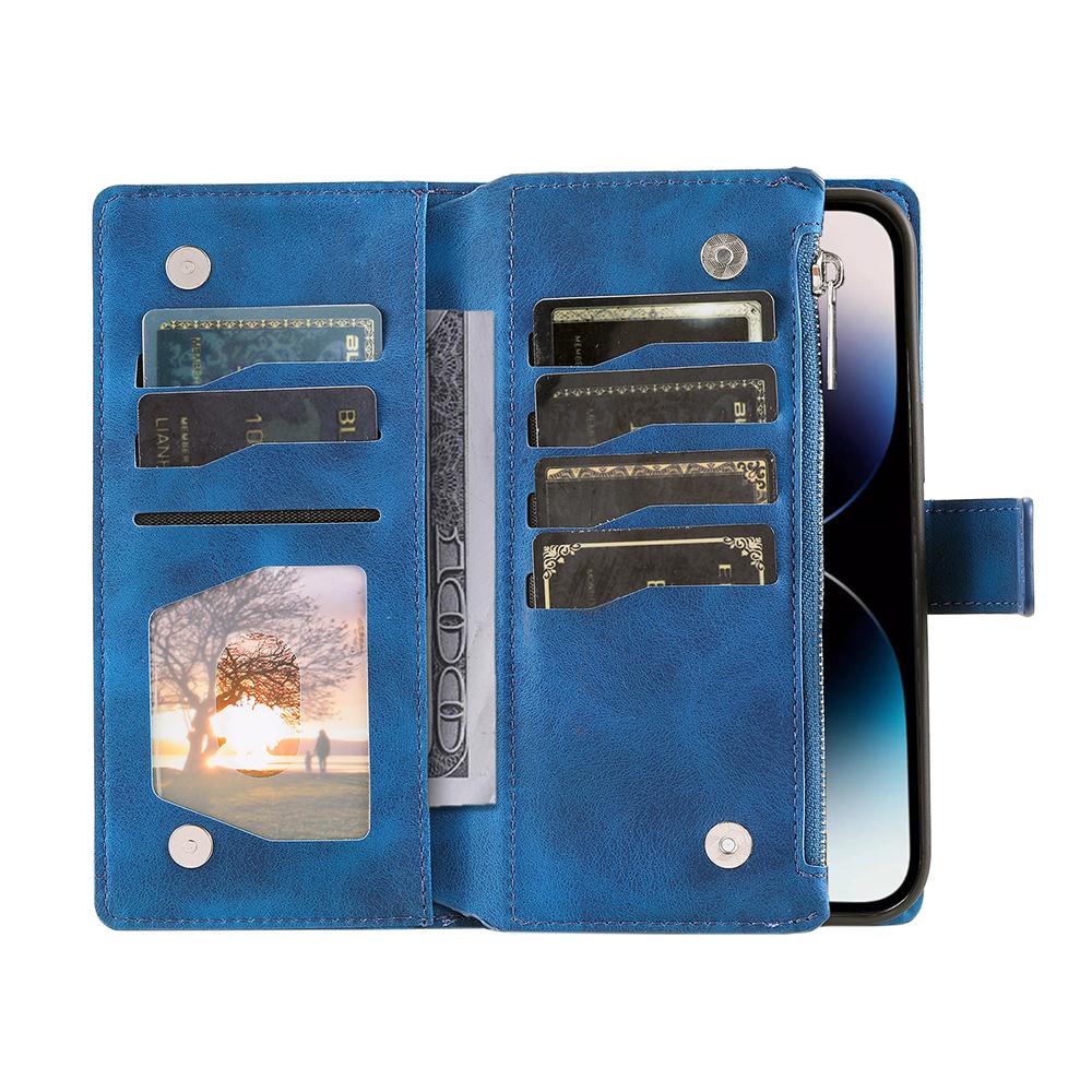 Embossed Flip Wallet Zipper Leather Case For iPhone 16 15 14 Plus 13 12 Pro Max Xs Max Samsung S25 S24 S23 S22 S21 Ultra Plus FE A16 A55 A14 A54 A53