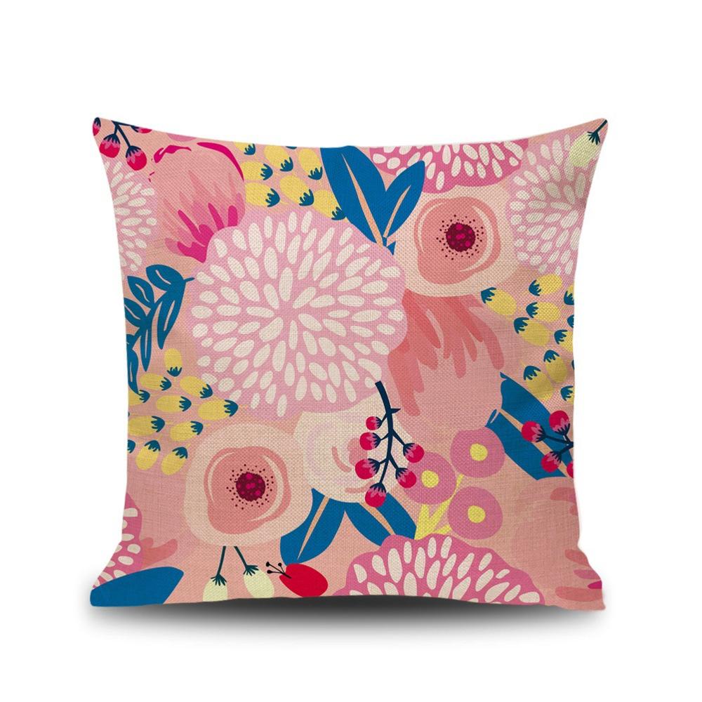 Скандинавская Цветочная Подушка Зеленые Листья Цветы Декоративная Подушка Диван Домашний Декор Украшение Наволочка 18x18