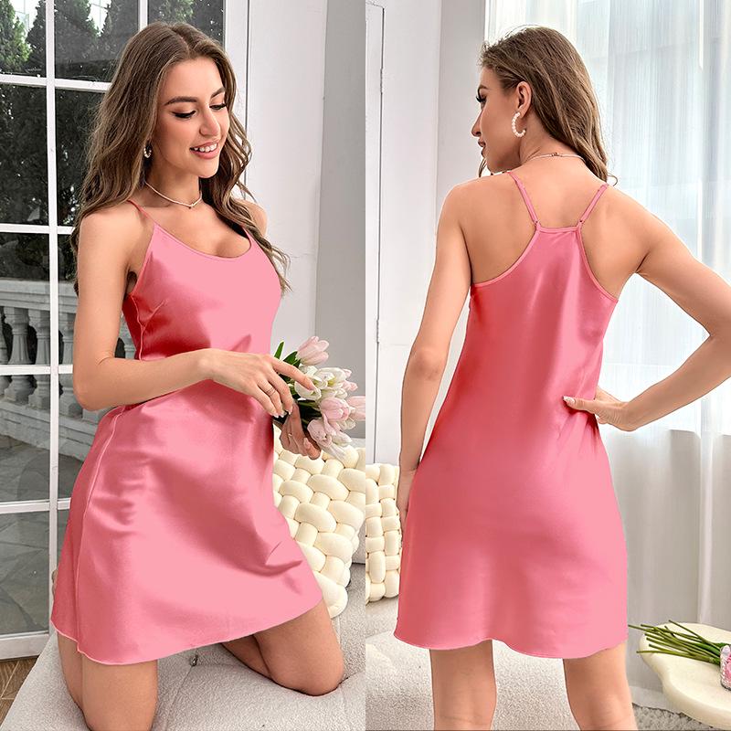 Женская летняя ночная сорочка-майка из атласного ледяного шелка Yaoting