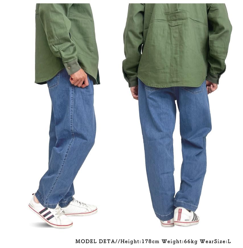 Gym Master 10oz Stretch Denim Two-Pleated Pants, 10oz Stretch Katsuragi Two-Pleated Pants, G421745, Size 30: Natural (Katsuragi), XL