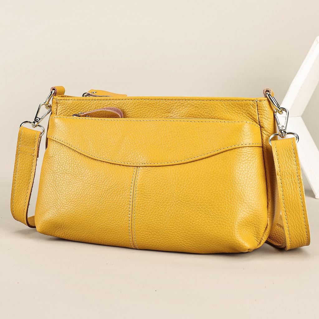 Hot Selling New Genuine Leather Handbag Retro Fashion Women's Shoulder Bag Trendy Designer Girl's Crossbody Bags Solid Color Simple Purse