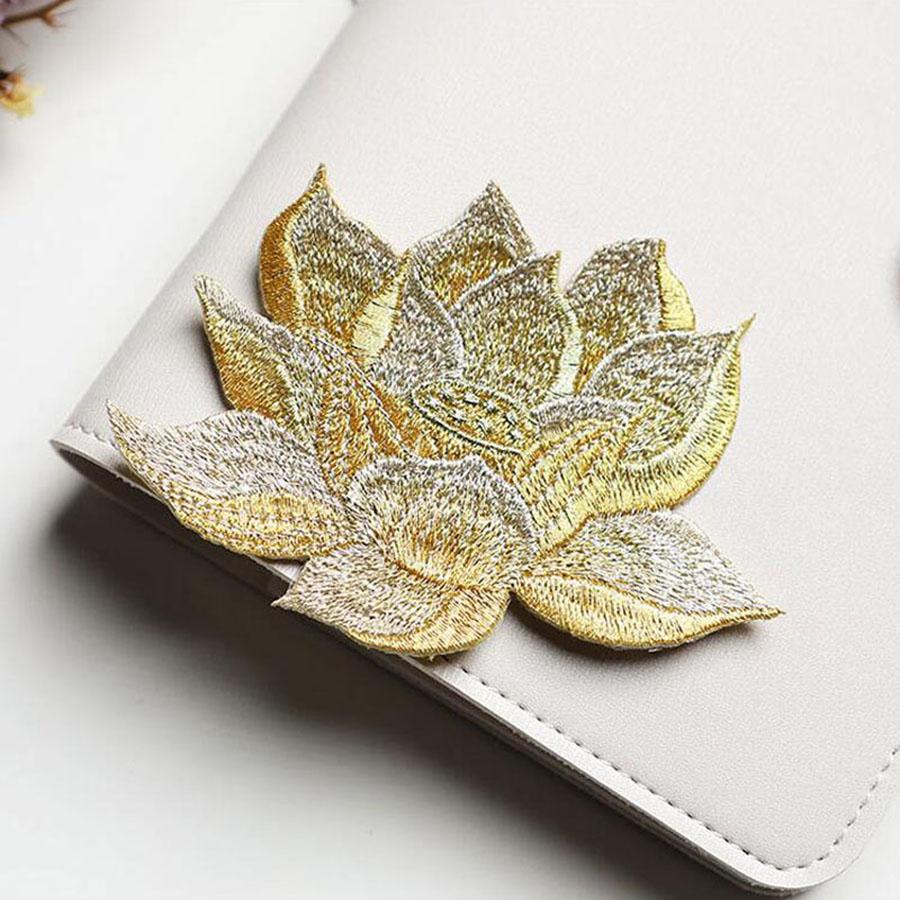 1 шт. Розово-голубые вышитые нашивки в виде цветков лотоса, аппликация, нашивка для одежды, украшение