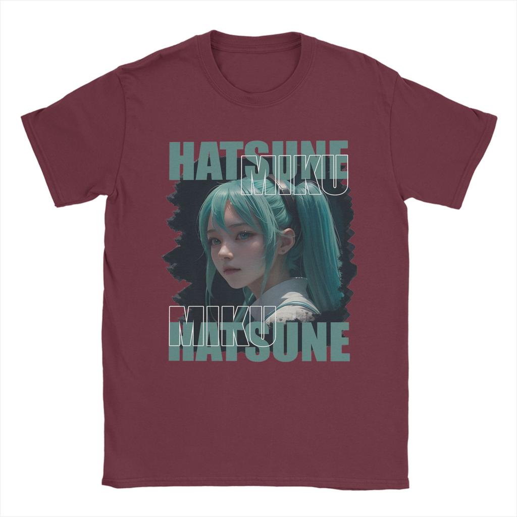 Модные мужские футболки Hatsune Miku из аниме, 100% хлопок, с коротким рукавом, с круглым вырезом, летняя одежда