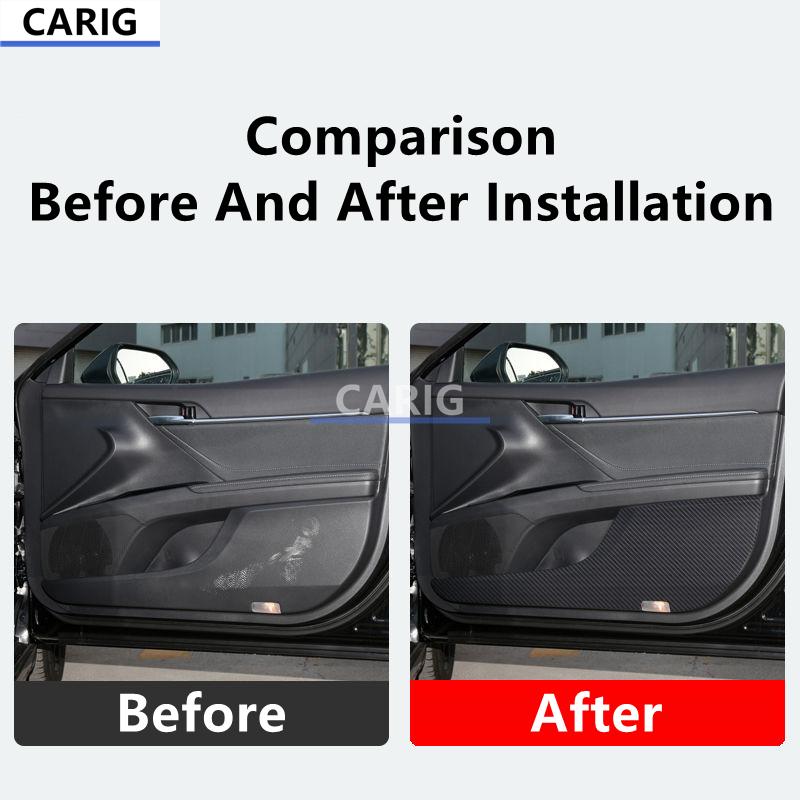 For TOYOTA CAMRY 12-23 Leather Carbon Fiber Pattern Door Anti-kick Sticker Modified Car Interior Protection Accessories Refit