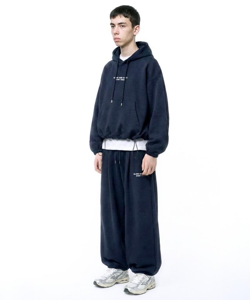 PRINOAR Small Slow And Soft String One-Pleat Wide Pants - Navy