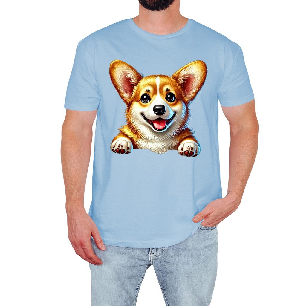 Cute Corgi Mens T-Shirt Adorable Dog Lover Funny Cartoon Birthday Gift