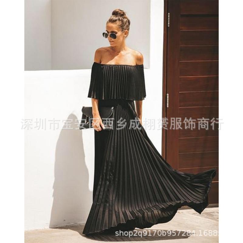 Весна/лето Женское сексуальное платье из прессованного шифона с одним вырезом и открытыми плечами