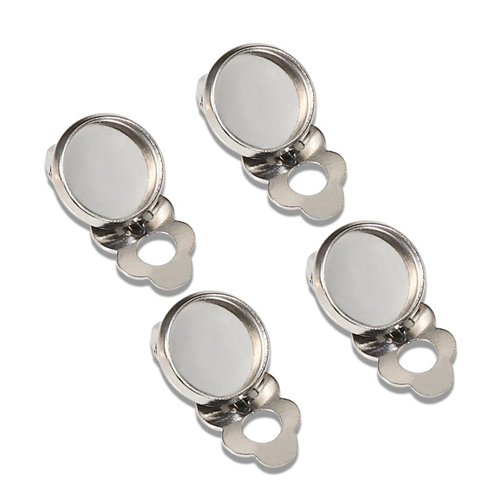 10pcs Stainless Steel Ear Clips Earrings Gold Color Blank Base Glass Cabochons Tray Cameo Base for Earrings Jewelry Making DIY