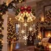 Christmas Hanging Decorations Bell Chandelier, Lighted Deer Decoration with Cascading LED Strands, Snowflake Indoor Ornaments Sphere Lantern