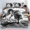Черно-белый эскиз Дикий волк 3D печать Пододеяльник Мягкий удобный комплект постельного белья Дикая природа Натуральный стиль Покрывало Наволочки