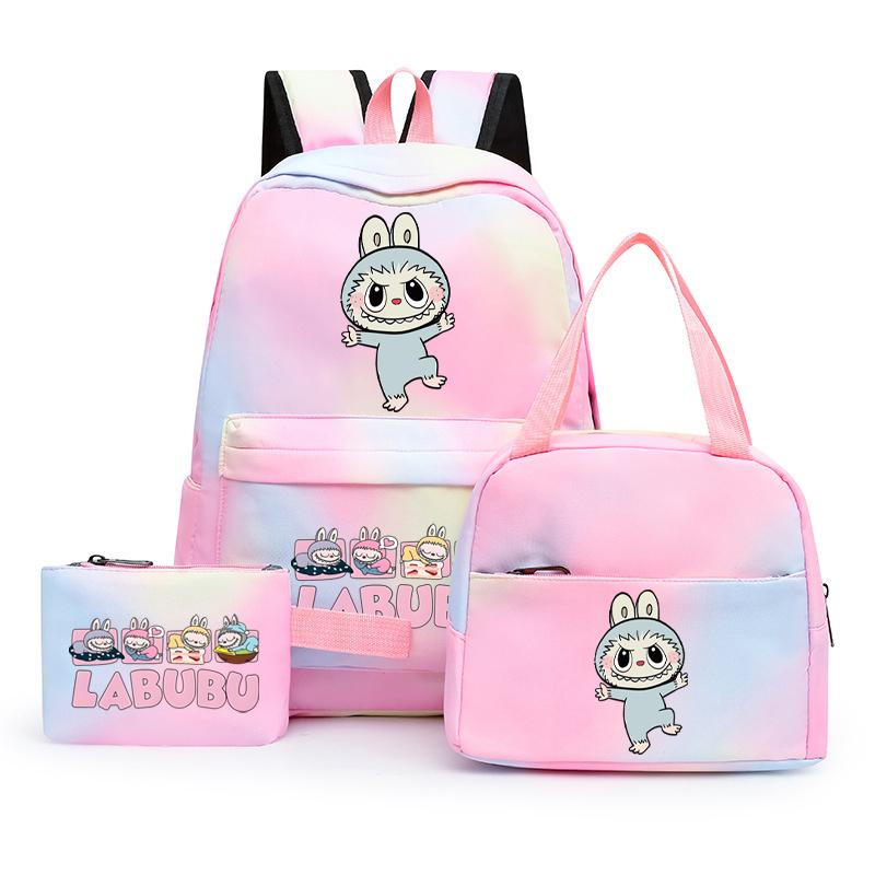 3Pcs/set Printed Backpack with Lunch Bag Pencil Case Boy Girl Knapsack Teenage Student Large Capacity Colorful Bookbag