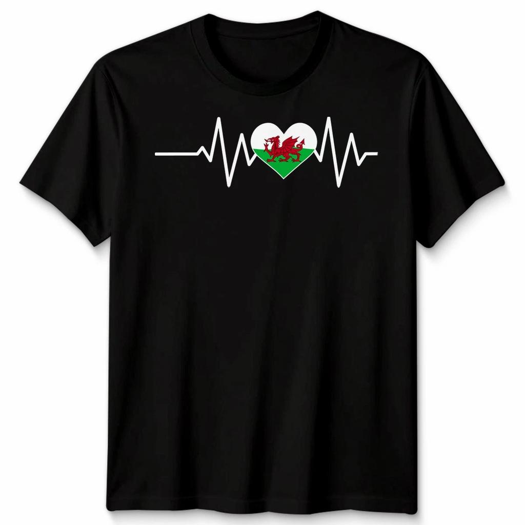 Wales Flag Heartbeat Welsh Cymru Cymraeg St Davids Day T Shirt Apparel