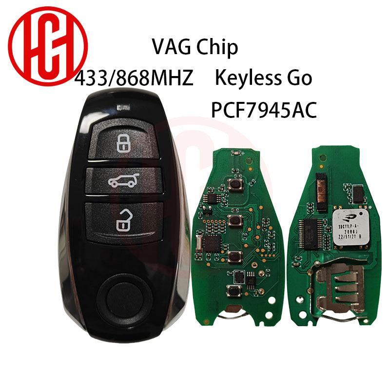 Remote Car Key PCF7945AC HITAG VAG Chip 433MHZ 868MHZ Keyless Go Car Remote Key For VW Volkswagen Touareg 2010-2018