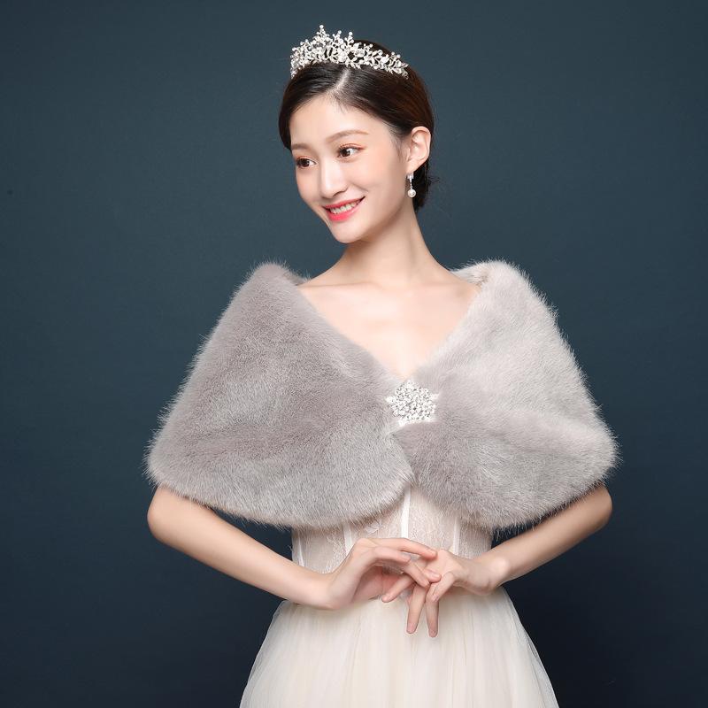 Elegant Warm Faux Fur Black Bolero Wedding Wrap Shawl Bridal Jacket Coat Accessories Wedding Jackets Wrap