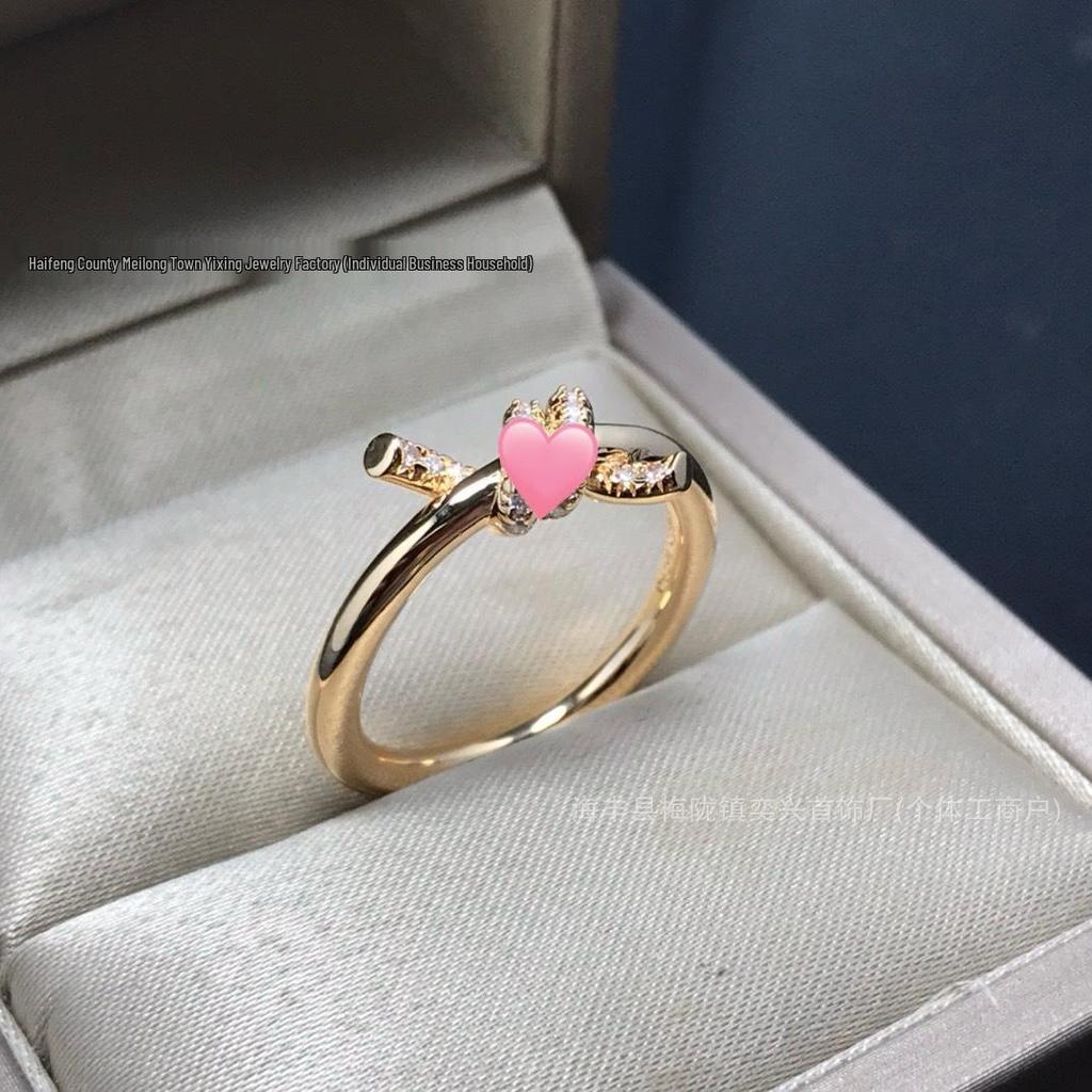 Кольцо Tiffany Knot для женщин, с покрытием из розового золота 18 карат, полированная прецизионная работа с бриллиантами, модный дизайн витого каната.