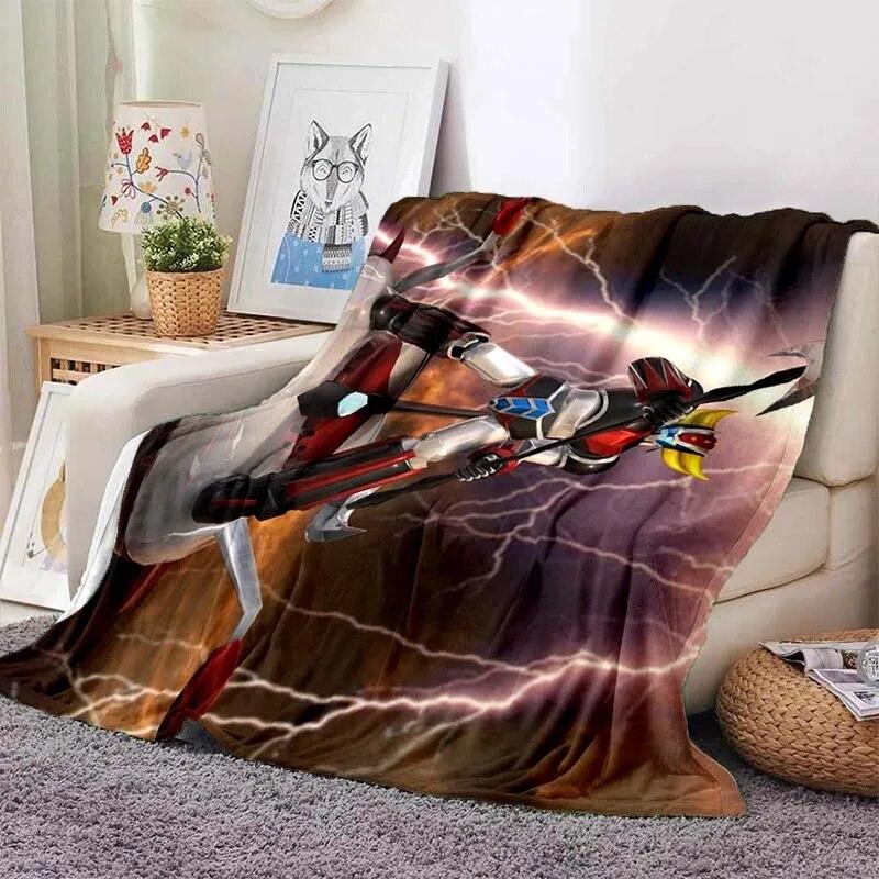 G-Goldorak Pattern Print Flannel Blanket,for Couch, Bed, Sofa, Office-Soft and Soothing Printing Blanket For All Season