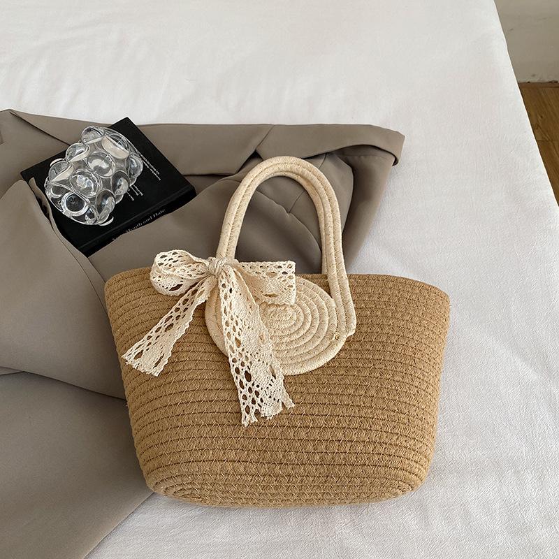 Плетеная сумка нишевая сумка под мышкой женская соломенная сумка для морского отдыха пляжная сумка бант сумка через плечо портативная сумка-тоут