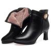 Women High Heels Genuine Leather Women Ankle Boots Autumn Winter Platform Plush Ladies Boots Brand Fashion Women Shoes