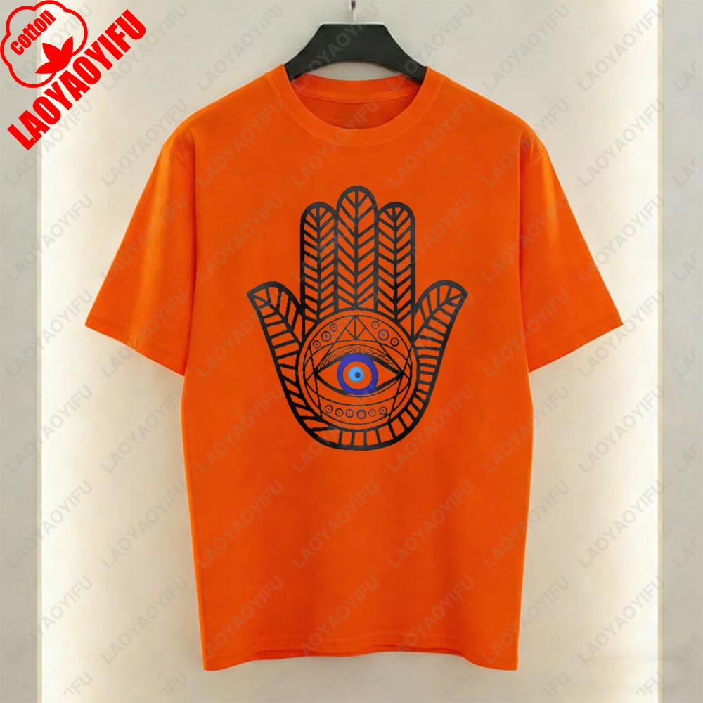Hamsa Hand Evil Eye Women TShirt Boho Protection Graphic Tops Luck Casual Style Cotton Tee Vintage Classics Clothes for Women
