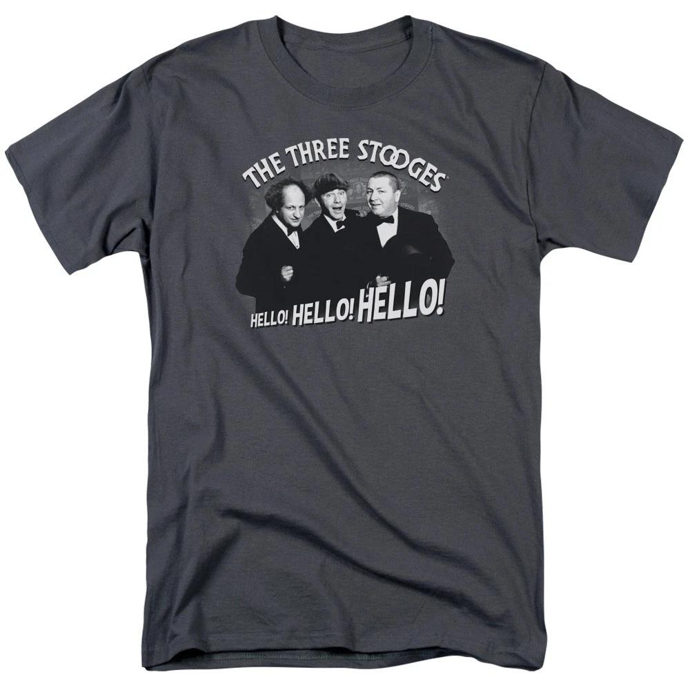 Three Stooges - Hello Again -  Unisex Short Sleeve Children's T-shirt - Gray