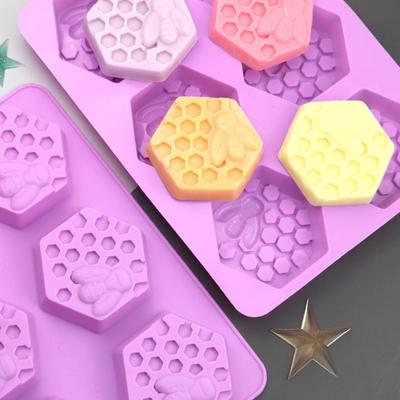 1 шт. Силиконовая форма для мыла в виде пчелиных сот, 6 ячеек, 3D-улей, силиконовая форма для торта, посуда для выпечки