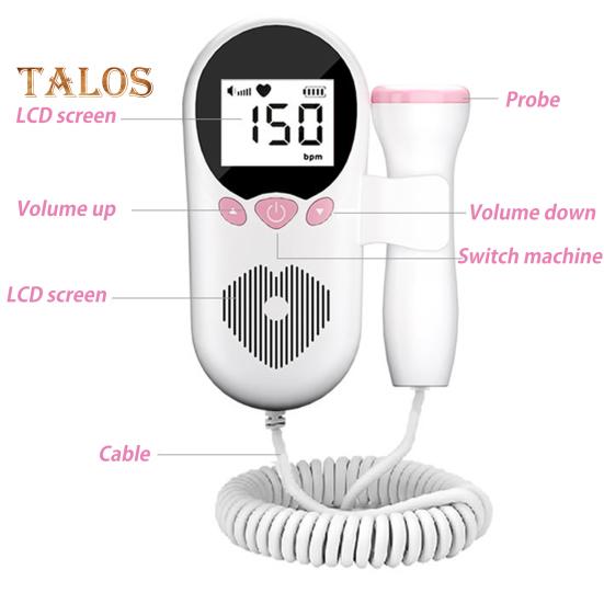 Фетальный монитор с большим ЖК-экраном, удобным интерфейсом, простым в считывании показаний, работающим от батареи, портативным монитором сердечного ритма ребенка