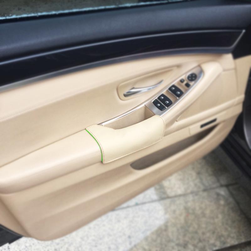 Left Driver Side Cow Leather Door Armrest Handle Bowl Pull Protection Cover for BMW X5 E70 2007 2008 2009 2010 2011 2012