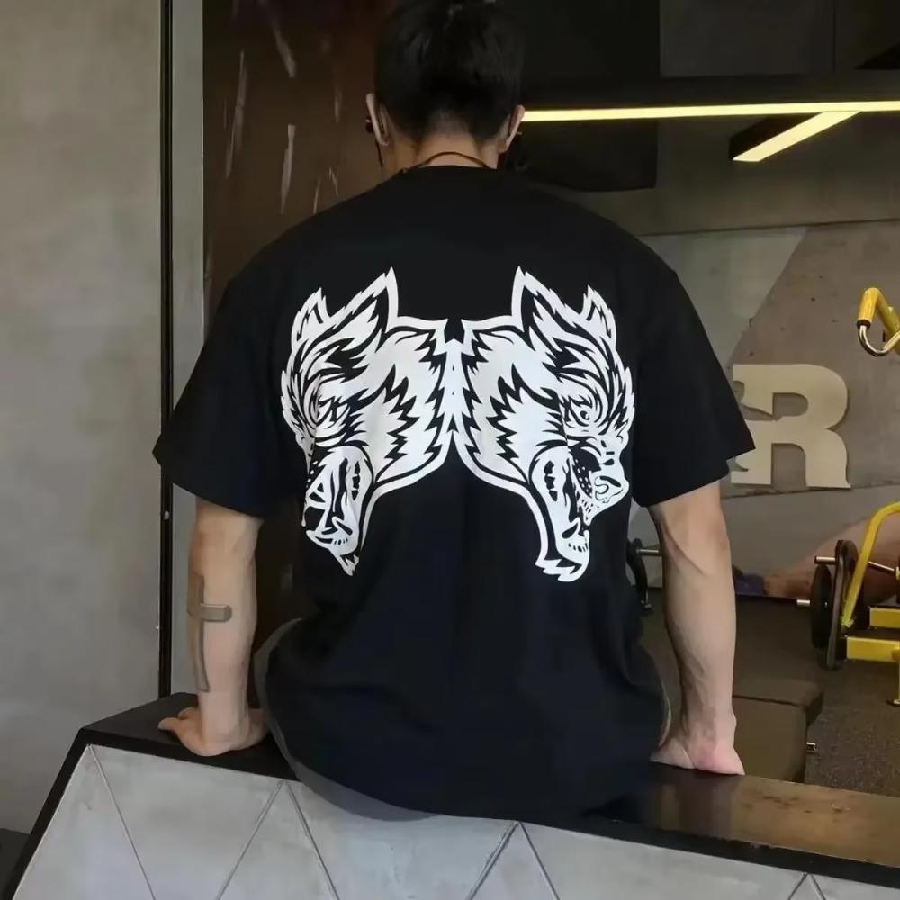 Летние футболки Darc Sport Wolves Оверсайз Бодибилдинг Спортзал Мужская одежда Графический топ с коротким рукавом Fugees Футболка Darcsport