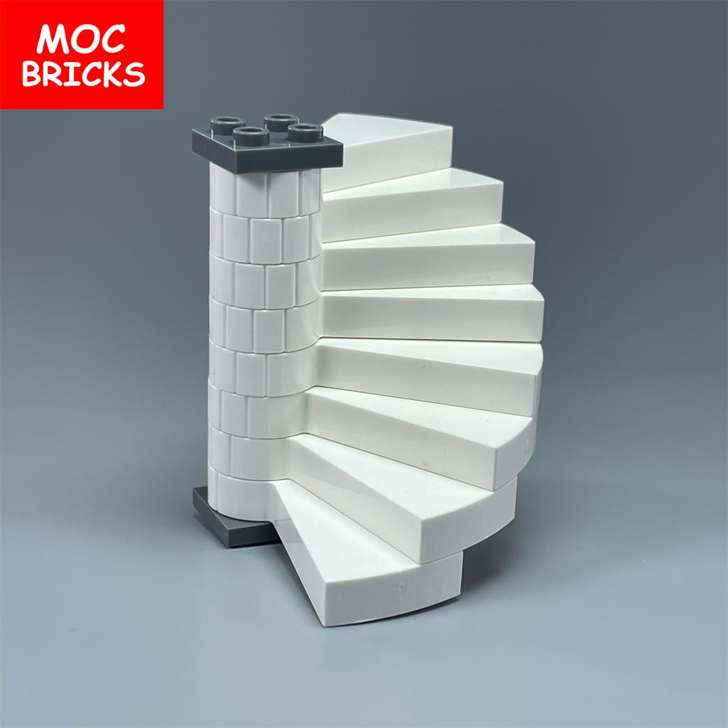Набор MOC Кирпичи Город Замок Лестница Винтовая Ступенька 40243 Опора 1x1x5 40244 Собираемые Частицы Строительные Блоки
