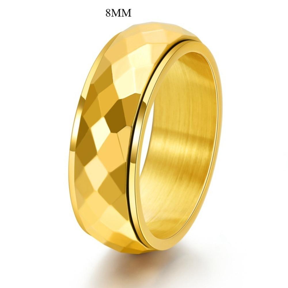 Унисекс Кольцо из титановой стали с вращающимся бриллиантом Широкое Узкое Лицо Модные украшения для мужчин женщин