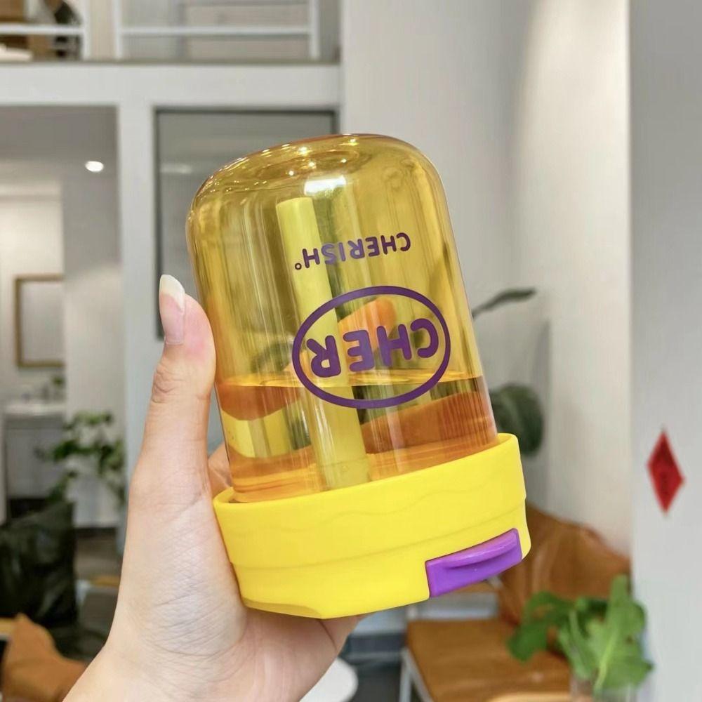 INS Transparent Student Water Cup Plastic 300ML Large Capacity Water Bottle with Straw Sports Water Cup Outdoor Sports