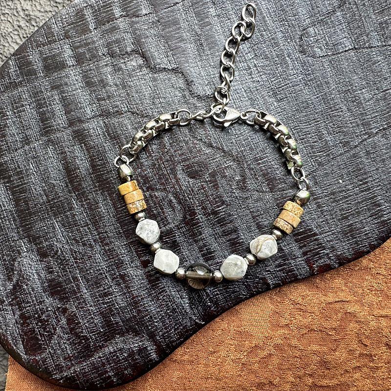 Gaga Natural Stone Men's Retro Bracelet - High-End Versatile Good Luck Accessory for Autumn