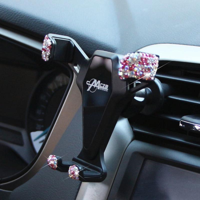 Универсальный автомобильный держатель для телефона с креплением на воздуховод, инкрустированный бриллиантами, с присоской